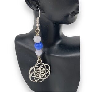 Boho gemstone Flower of life earrings are handmade by Cosmic Dreamer Creations